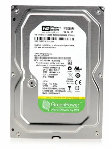 Жесткий диск HDD WD 1TB RECERTIFIED SATA3 1Tb AV-GP Video Surveillance 64mb (replacement WD10EZRZ, WD10PURX, ST1000VX013)