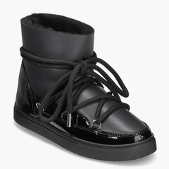 Высокие комбинированные кеды INUIKII Sneaker Gloss Black на меху