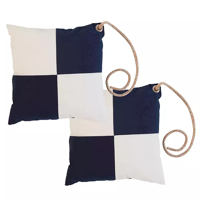Blue check cushion with tie – 2 pcs Marine Business
