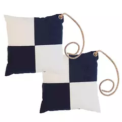 Blue check cushion with tie – 2 pcs Marine Business