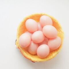 №2 Яйцо пластиковое, реалистичное, муляж, бежевое 6,5*4,5 см, набор 12 шт.