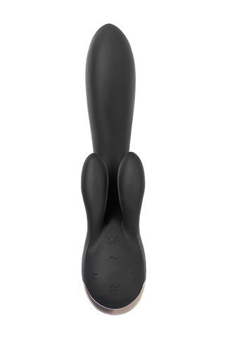 Вибратор с клиторальным стимулятором Satisfyer Double Flex Connect App, черный, силикон, 20 см