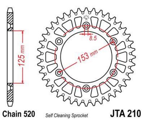Звезда ведомая алюминиевая JTA210 49BLK