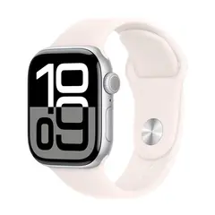 Умные часы Apple Watch Series 10 GPS, 42mm, Silver Aluminium Case with Sport Band M/L, Light Blush (Серебристый)