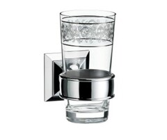 Emco Classic 0420 001 05 Стакан, квадратный держатель, декор платиновый, цвет хром, стекло прозрачное фото