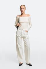 Massimo Dutti Джинсы с высокой посадкой кроя barrel, белый
