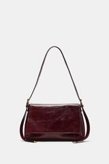 ZARA КОЖАНАЯ СУМКА С КЛАПАНОМ, КРАСНЫЙ