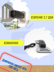 ТВ АНТЕННА КОМНАТНАЯ DVB-T2 ПАССИВНАЯ ТРИАДА-3104 БАБОЧКА СЕРАЯ С КАБЕЛЕМ 5 МЕТРОВ