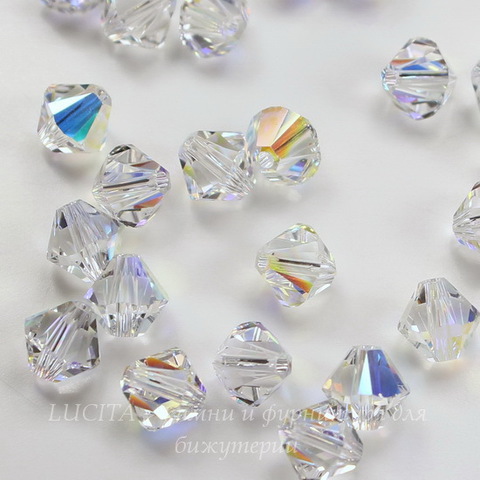 5328 Бусина - биконус Сваровски Crystal AB 4 мм, 10 штук (4 мм.)