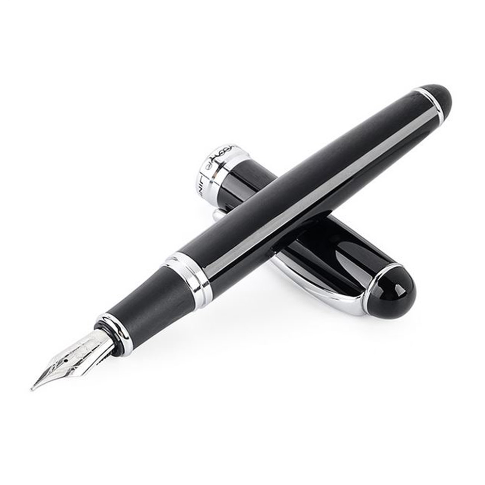 Перьевая ручка Jinhao 750, Китай. Перо М (0.75 мм). Корпус металл. Цвет черный глянец. Распродажа 1000 руб.