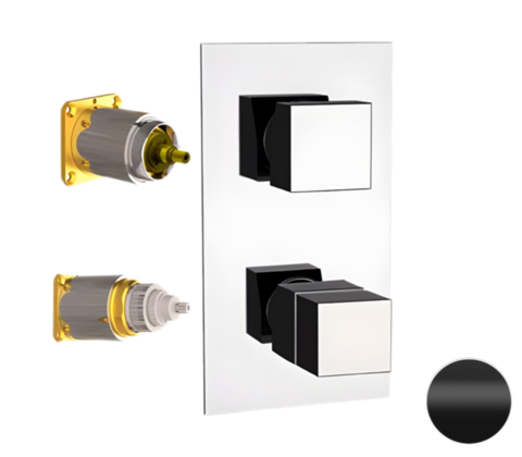 Remer Qubika Thermo QT93KBNO Смеситель для ванны/душа термостат на 3 потока скрытый монтаж (заказывать совместно с rrbox93), цвет: черный матовый