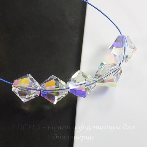 5328 Бусина - биконус Сваровски Crystal AB 4 мм, 10 штук