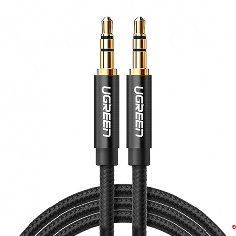 Кабель UGREEN AV112 50363 3.5mm Male to 3.5mm Male Cable Gold Plated Metal Case оплетка 2м, Black