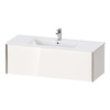 Duravit XViu XV40280B122 Тумба подвесная 400x1210x480мм, для раковины #233612, 1 ящик, цвет: белый глянцевый/champagne matt