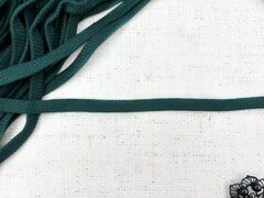 Шнур плоский х/б, ш. 1 см, турецкое плетение, тёмно-зелёный