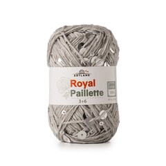 Королевские пайетки/Добавочная нить хлопок с пайетками 3/6мм, 25 гр, 65 м, св.серый с серебром