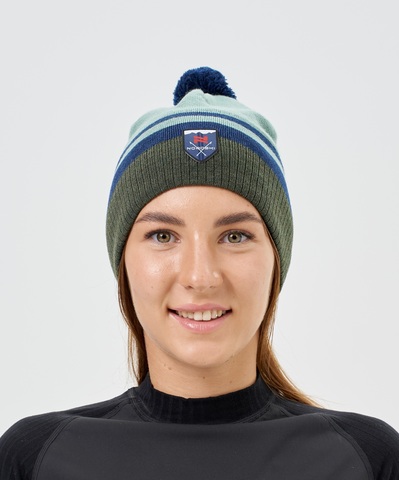 Лыжная шапка c шерстью Nordski Move ice mint-dark jeans