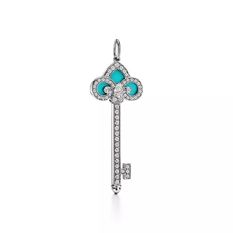 Ключ из платины с бриллиантами и бюрюзой, Tiffany 💠 Fleur de lis key - В наличии