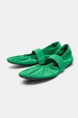 ZARA СПОРТИВНЫЕ БАЛЕТКИ С ЭЛАСТИЧНЫМ РЕМЕШКОМ, ЗЕЛЕНЫЙ