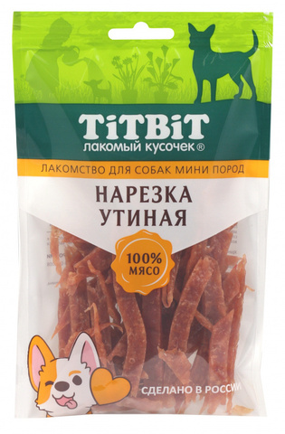 Titbit лакомство для собак мини пород нарезка утиная 70г
