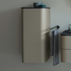 Duravit Happy D.2 Plus HP1260L9292 Пенал подвесной 880x400x360мм с 2 стеклянными полками, 1 дверь, петли слева, цвет: stone grey satin matt (без топа) фото