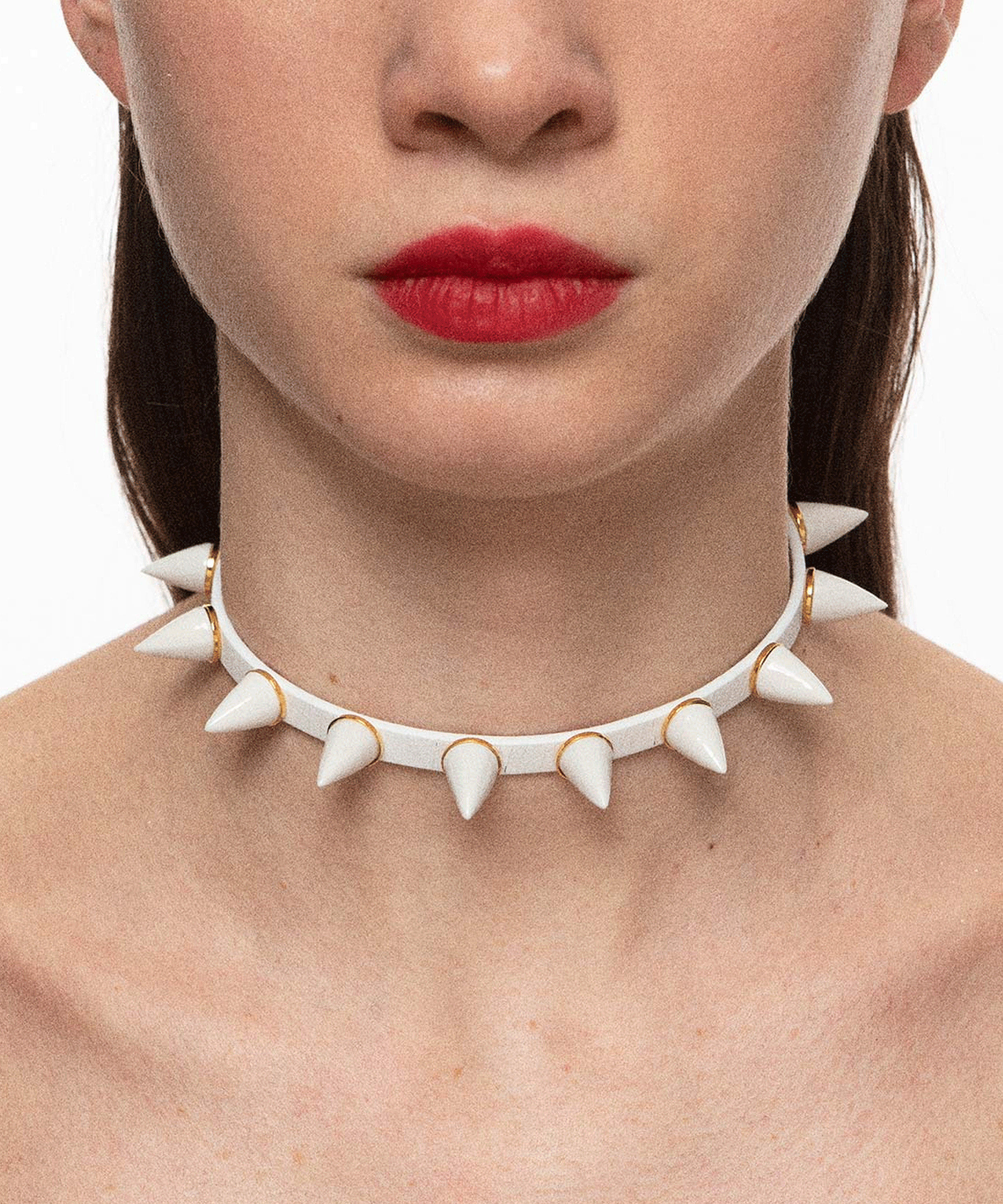 Чокер MINI SPIKE LEATHER WHITE