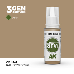 Акриловая краска AK Interactive RAL 8020 Braun 3GEN AFV, 18мл