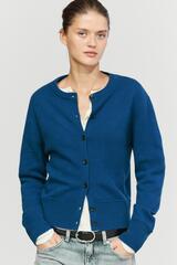 Massimo Dutti Короткий кардиган из 100% шерсти, синий