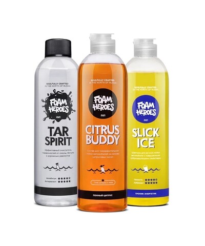 Foam Heroes Winter Wash Set набор автошампуней и очиститель битума, 1,5л