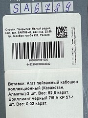 Агат моховый (серьги из серебра)