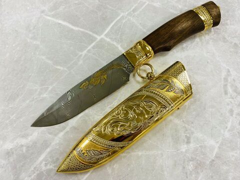 Авторский украшенный нож Милорд из дамасской стали
