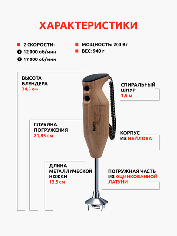 Блендер BAMIX Design Edition M200 Walnut