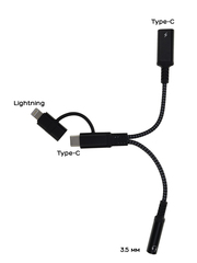 Кабель переходник с Type-C на Lightning на Джек 3.5мм и Type-C