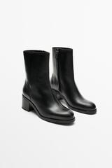 Massimo Dutti Кожаные ботильоны на каблуке, черный