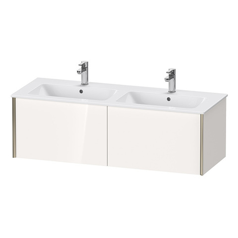 Duravit XViu XV40290B122 Тумба подвесная 400x1280x480мм, для двойной раковины #233613, 2 ящика, цвет: белый глянцевый/champagne matt