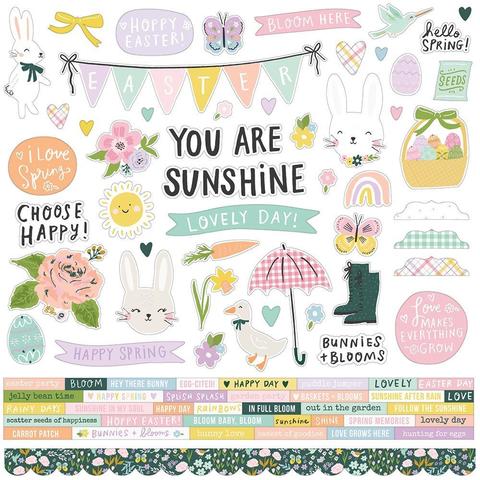 Стикеры 30х30 см Bunnies & Blooms Cardstock Stickers -Combo