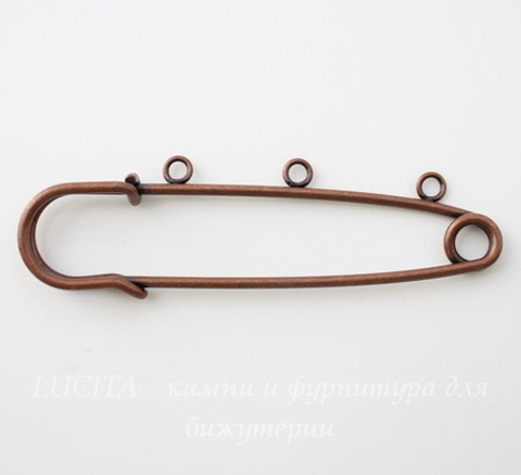 Основа для броши с 3 петельками  (цвет - медь) 76х23 мм ()