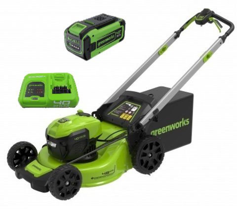 Аккумуляторная самоходная газонокосилка Greenworks GD40LM48SPK8, 40v, 48 см, (2517407UH5A), с аккумулятором 8 А·ч и быстрым зарядным устройством