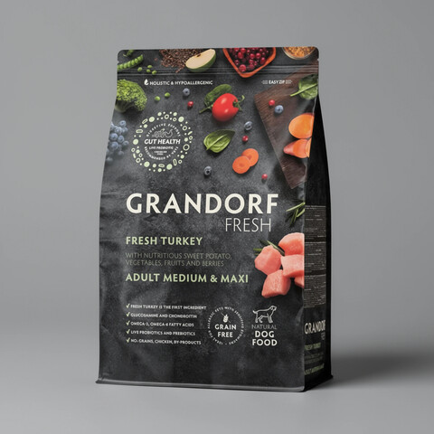 Сухой корм GRANDORF Fresh Dog Adult Med&Maxi Turkey&Sweet Potato