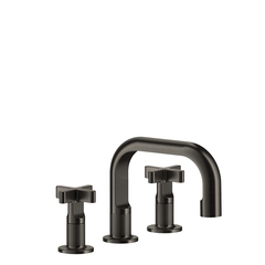 Gessi Inciso 58111#299 Смеситель для раковины на 3 отверстия с донным клапаном, излив 140мм, h=145мм, цвет: nero XL фото