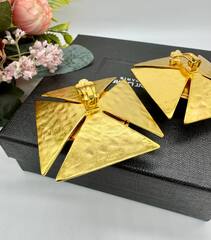27342- Серьги клипсы крупные КВАДРАТЫ с жемчугом из латуни YSL