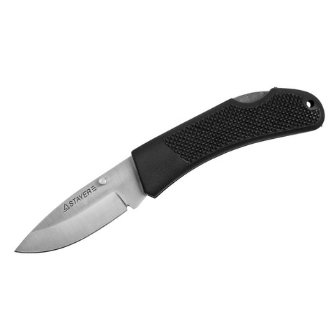 STAYER 75 мм, средний, с обрезиненной ручкой, складной нож (47600-1)