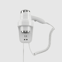 Nofer HOTELline 02012.W Фен настенный белый с розеткой 1800-2200 W фото