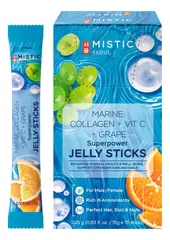 MISTIC Коллагеновое желе со вкусом винограда и витамином С в стиках Marine Collagen + Vit C + Grape Superpower Jelly Sticks MISTIC, 15шт.*15г/кор