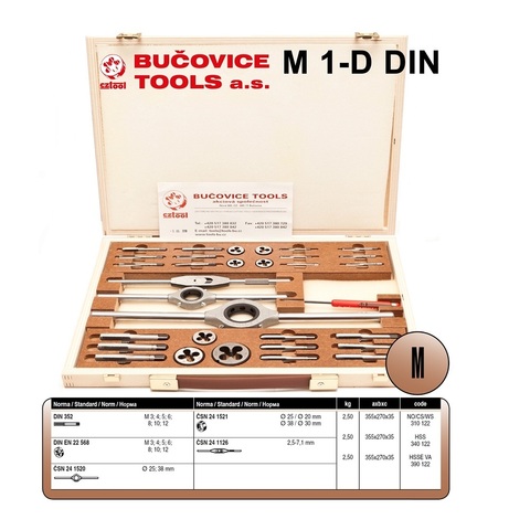 Набор метчиков и плашек M3 -M12 HSS 34пр Bucovice(CzTool) 340122