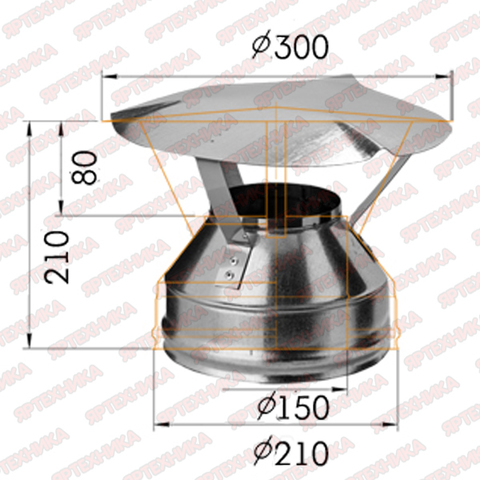 Оголовок d150x210мм (430/0,5мм+оцинк) Ferrum в интернет-магазине ЯрТехника