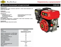 Двигатель бензиновый 4Т DDE E550-S20 (5,5 л.с., 163 куб. см, к/вал 20 мм, шпонка) (792-858)
