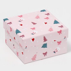 Коробка одиночная, Квадрат, Happy New year, 13,5*13,5*8см, 1 шт.