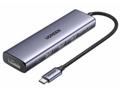 Хаб USB-C UGREEN CM511 (75642) 5-in-1 USB-C  Hub With 3*USB-C&2*USB-A, серый