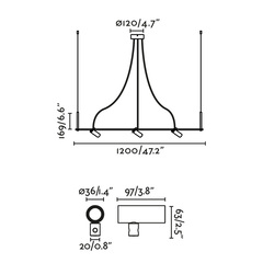 CLAP Линейный подвесной светильник черный 3x6W 3000K 38º
